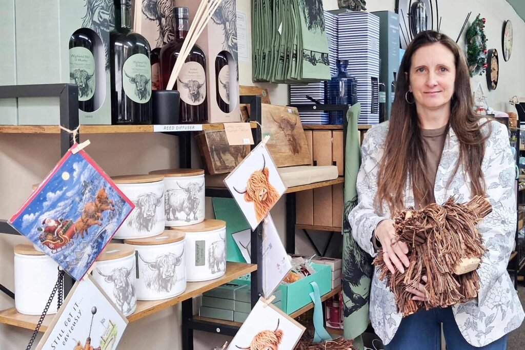Lisa Morris in the Wye Knot shop